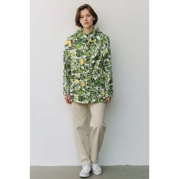 Urban Republic Girls Collection Waterproof Hooded Jacket W/ Tropical Lemon Print - Picture 2 of 14